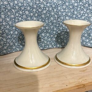 Lenox Cream and Gold Candle Holders